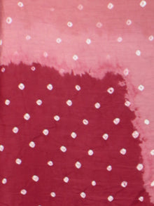 Peach Maroon Ivory Hand Tie & Dye Bandhej Glace Cotton Saree With Resham Border - S031701555