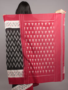 Black Ivory Red Grey Ikat Handwoven Pochampally Mercerized Cotton Saree - S031701579