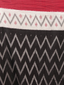 Black Ivory Red Grey Ikat Handwoven Pochampally Mercerized Cotton Saree - S031701579