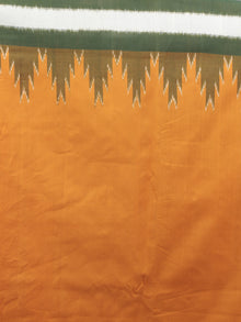 Yellow Green Ivory Ikat Handwoven Pochampally Mercerized Cotton Saree - S031701594
