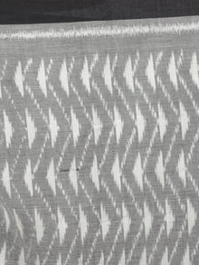 Grey Black Ivory Grey Ikat Handwoven Pochampally Mercerized Cotton Saree - S031701596