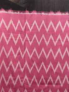 Pastel Pink Black Ivory Ikat Handwoven Pochampally Mercerized Cotton Saree - S031701597