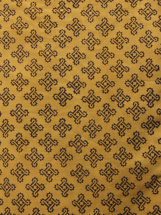 Yellow Hand Block Printed Elasticated Waist Capri - C0267015