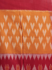 Red Orange Ivory Ikat Handwoven Pochampally Mercerized Cotton Saree - S031701603