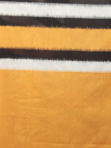 Orange Ivory Black Grey Ikat Handwoven Pochampally Mercerized Cotton Saree - S031701606