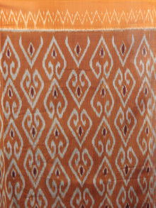 Brown Orange Red Grey Ikat Handwoven Pochampally Mercerized Cotton Saree - S031701608