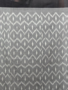 Grey Black Ivory Grey Ikat Handwoven Pochampally Mercerized Cotton Saree - S031701613