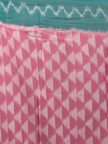 Pink Green Ivory Ikat Handwoven Pochampally Mercerized Cotton Saree - S031701614
