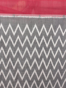 Grey Ivory Maroon Ikat Handwoven Pochampally Mercerized Cotton Saree - S031701617