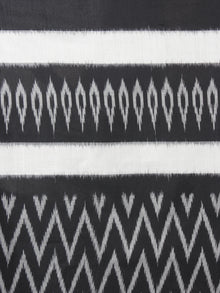 Black Ivory Grey Ikat Handwoven Pochampally Mercerized Cotton Saree - S031701622