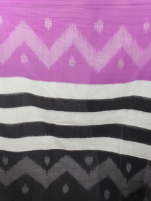 Purple Ivory Black Grey Ikat Handwoven Pochampally Mercerized Cotton Saree - S031701624