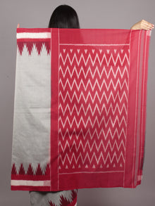 Grey Maroon Red Ivory Ikat Handwoven Pochampally Mercerized Cotton Saree - S031701627