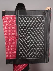 Red Black Grey Ikat Handwoven Pochampally Mercerized Cotton Saree - S031701628