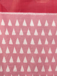 Red Maroon Ivory Ikat Handwoven Pochampally Mercerized Cotton Saree - S031701629