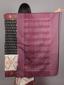 Black Purple Ivory Pink Grey Ikat Handwoven Pochampally Mercerized Cotton Saree - S031701631