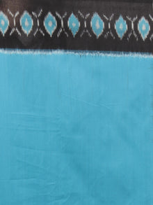 Sky Blue Black Ivory Grey Ikat Handwoven Pochampally Mercerized Cotton Saree - S031701636