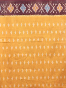 Yellow Brown Multi Color Ikat Handwoven Pochampally Mercerized Cotton Saree - S031701638