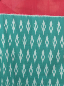 Teal Green Red Yellow Grey Ikat Handwoven Pochampally Mercerized Cotton Saree - S031701641