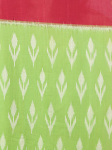 Pastel Green Red Orange Ivory Ikat Handwoven Pochampally Mercerized Cotton Saree - S031701648