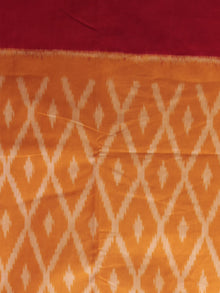 Ivory Orange Red Ikat Handwoven Pochampally Mercerized Cotton Saree - S031701649