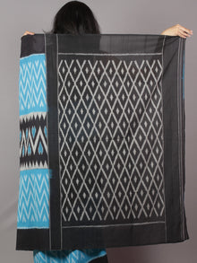 Sky Blue Black Ivory Grey Ikat Handwoven Pochampally Mercerized Cotton Saree - S031701650