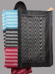 Blue Black Maroon Grey Ikat Handwoven Pochampally Mercerized Cotton Saree - S031701654