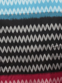 Blue Black Maroon Grey Ikat Handwoven Pochampally Mercerized Cotton Saree - S031701654
