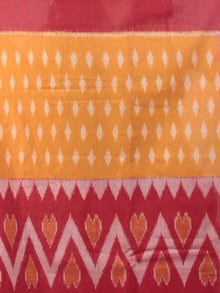 Orange Red Ivory Ikat Handwoven Pochampally Mercerized Cotton Saree - S031701655