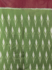 Basil Green Maroon Ivory Purple Ikat Handwoven Pochampally Mercerized Cotton Saree - S031701658