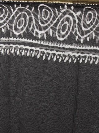 Black Ivory Maroon Yellow Hand Block Printed Chiffon Saree - S031701670