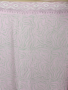 Pastel Pink Ivory Green Hand Block Printed Chiffon Saree - S031701676
