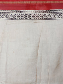 Black Beige Red Hand Putai & Hand Block Printed Bagru Chanderi Saree  - S03170472