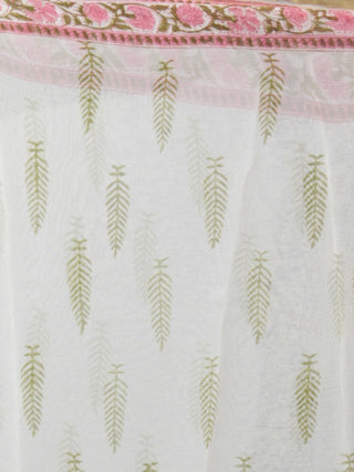 Rust Pink Ivory Hand Block Printed Chiffon Saree - S031701696