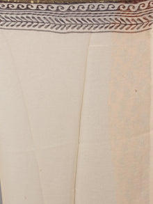 Ivory Black Light Red Hand Block Printed Chiffon Saree - S031701699