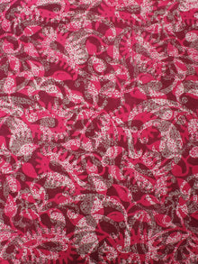 Deep Pink Beige Brown Hand Block Printed Cotton Cambric Fabric Per Meter  - F0916418