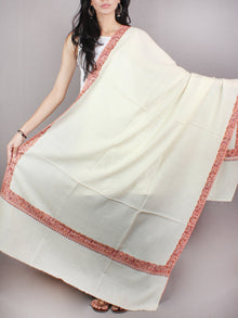 Cream Pink Black Yellow Pure Wool Nemdor Cashmere Shawl From Kashmir - S200502