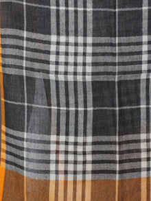 Black White Yellow Pure Wool Stole from Kashmir - S6317089