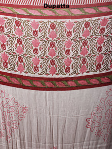 White Green Red Pink Hand Block Printed Cotton Suit-Salwar Fabric With Chiffon Dupatta - S1628057