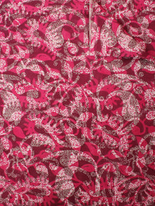 Deep Pink Beige Brown Hand Block Printed Cotton Cambric Fabric Per Meter  - F0916418