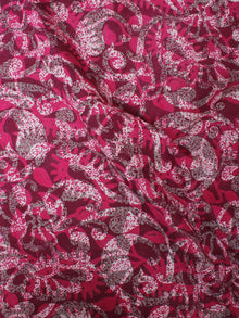 Deep Pink Beige Brown Hand Block Printed Cotton Cambric Fabric Per Meter  - F0916418