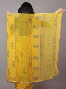 Yellow Hand Block Printed Chiffon Saree - S031701705