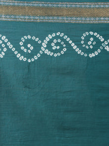 Dark Basil Green Ivory Hand Tie & Dye Bandhej Glace Cotton Saree With Resham Border - S031701731