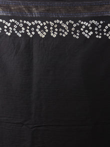 Black Ivory Hand Tie & Dye Bandhej Glace Cotton Saree With Resham Border - S031701741