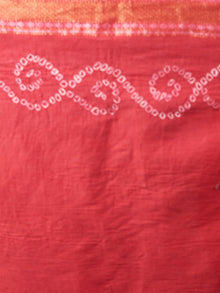 Maroon Ivory Hand Tie & Dye Bandhej Glace Cotton Saree With Resham Border - S031701747