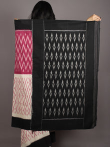 Pink Ivory Black Ikat Handwoven Pochampally Mercerized Cotton Saree - S031701760