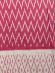 Pink Ivory Black Ikat Handwoven Pochampally Mercerized Cotton Saree - S031701760