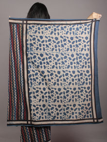 Indigo Ivory Maroon Rust Bagru Dabu Hand Block Printed in Cotton Mul Saree - S031701763