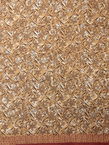 Rust Maroon Ivory Black Hand Block Printed in Cotton Mul Saree - S031701765