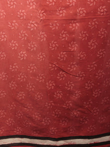 Syrup Red Black Ivory Black Hand Block Printed in Cotton Mul Saree - S031701767