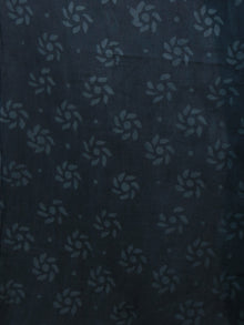 Indigo Black Ivory Black Hand Block Printed in Cotton Mul Saree - S031701768